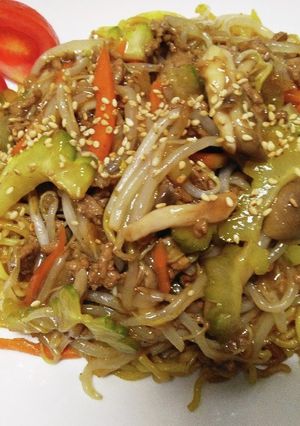 もやし甘酢あんかけ大盛り焼きそば-レシピのメイン写真