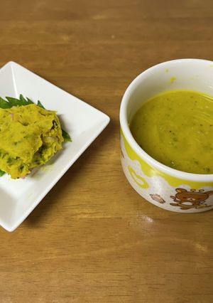 おかっくまのかぼちゃサラダ&スープ-レシピのメイン写真