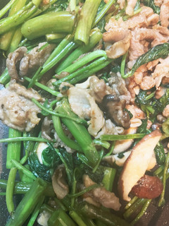 時短ボリューム満点 椎茸空芯菜豚肉炒め-レシピのメイン写真