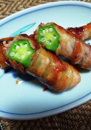 オクラの肉巻き 味は『豚丼のたれ』だけ-レシピのメイン写真