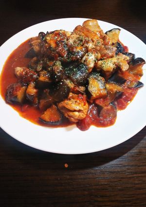 簡単☆鶏肉となすのトマト煮込み-レシピのメイン写真