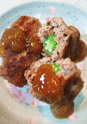 星型がかわいいオクラ入りハンバーグ☆-レシピのメイン写真
