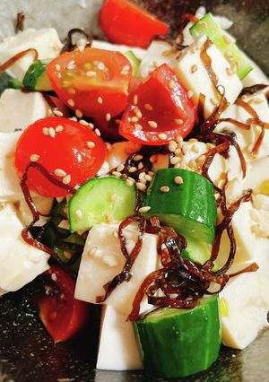 トマトきゅうり豆腐の塩昆布サラダ-レシピのメイン写真