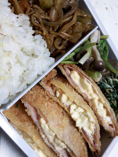 【弁当】マヨ玉ハムかつ&しめじレモン蒸し-レシピのメイン写真