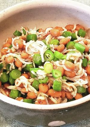 簡単♡納豆にしらすとインゲン入れてみた♡-レシピのメイン写真
