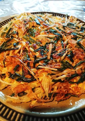 もやしとニラ 即席袋ラーメン入り広島焼き-レシピのメイン写真