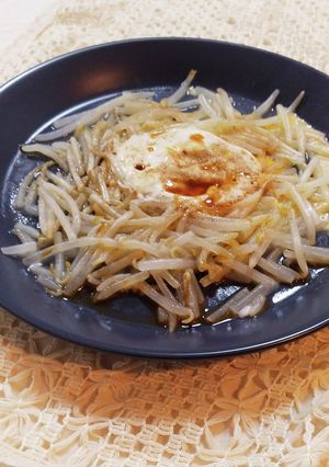レンジでもや卵(もやしの巣ごもり風)-レシピのメイン写真