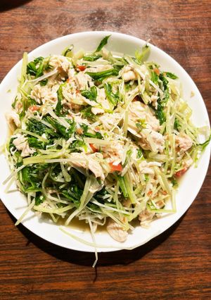 若鶏ササミと水菜の梅肉甘酢和え-レシピのメイン写真