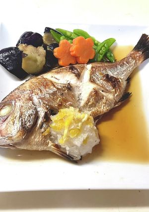 焼き花鯛(チダイ)とおろし柚子ソース-レシピのメイン写真