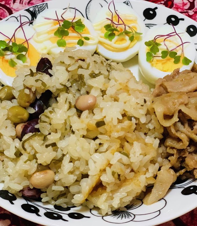 塩昆布とミックスビーンズの炊き込みご飯-レシピのメイン写真