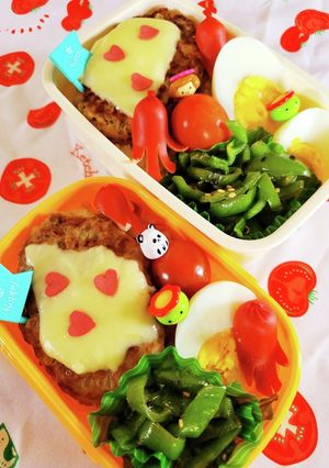 のっけ弁☆早楽！チーズハンバーグ弁当☆-レシピのメイン写真