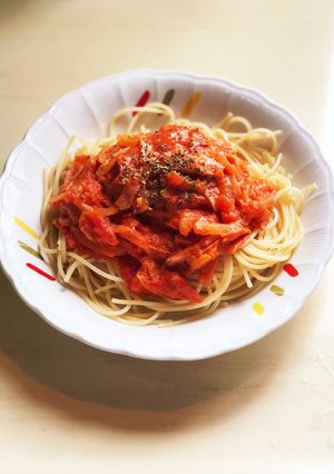 トマト缶　ベーコンと玉ねぎのパスタソース-レシピのメイン写真
