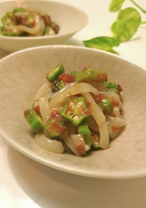 オクラとイカそうめんの梅おかか和え-レシピのメイン写真