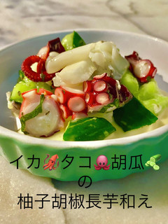 3079イカタコ胡瓜の柚子胡椒長芋和え-レシピのメイン写真