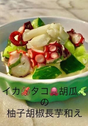 3079イカタコ胡瓜の柚子胡椒長芋和え-レシピのメイン写真