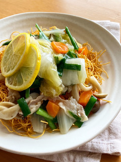 *さっぱり!白菜の漬物あんかけ皿うどん-レシピのメイン写真