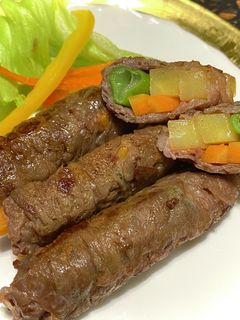 柔らか牛肉巻きロール焼き 麺つゆ★簡単-レシピのメイン写真
