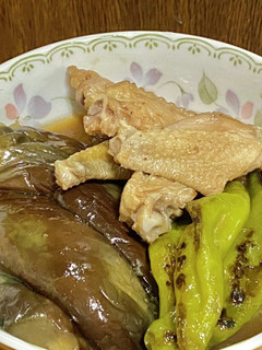 茄子&万願寺唐辛子と手羽の煮物-レシピのメイン写真