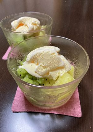 キウイのシャーベット〜アイスのせ〜-レシピのメイン写真