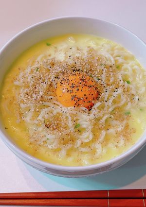 サッポロ一番塩ラーメンでカルボナーラ風-レシピのメイン写真