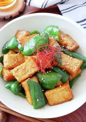 ＼15分で／ピーマンと厚揚げの辛味噌炒め-レシピのメイン写真