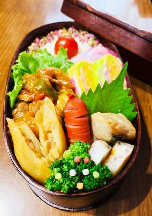 牛カルビの甘酢タレ炒めわっぱ弁当♡-レシピのメイン写真