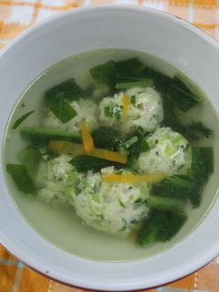 小松菜入り!ふわふわ鶏団子スープ-レシピのメイン写真