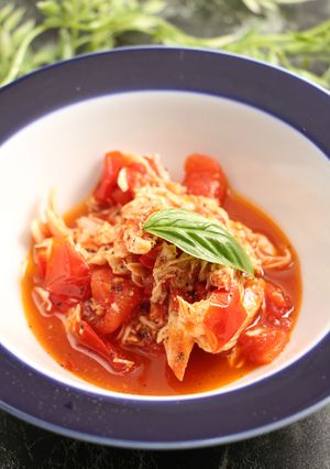 レンジで簡単！蒸し鶏のトマト和え-レシピのメイン写真