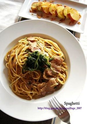 豚肉と水菜のパスタ-レシピのメイン写真