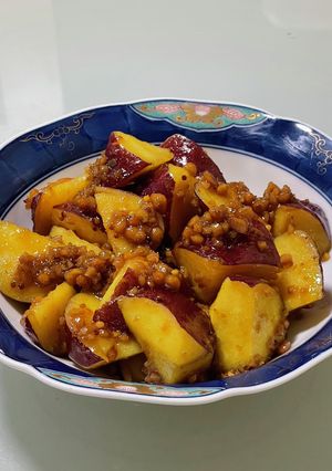納豆とさつま芋のハニーマスタード炒め♡-レシピのメイン写真