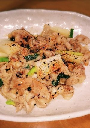 長芋と豚こまのみそ炒め七味唐辛子がけ-レシピのメイン写真