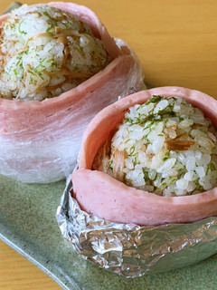 すじ青のりとえのきのスパムおにぎり-レシピのメイン写真