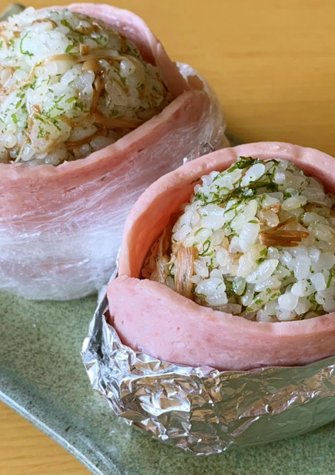 すじ青のりとえのきのスパムおにぎり-レシピのメイン写真