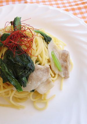 豚バラと小松菜の和風パスタ【JAほこた】-レシピのメイン写真