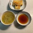 豆腐の揚げ出し、玉葱とレタスの野菜スープ