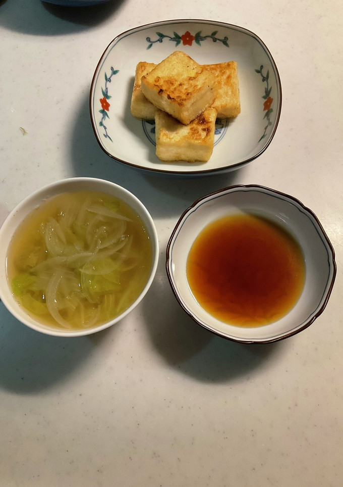 豆腐の揚げ出し、玉葱とレタスの野菜スープ-レシピのメイン写真