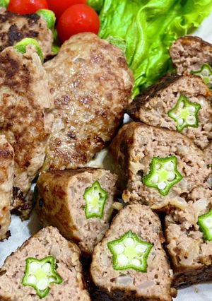 ☆オクラのハンバーグ巻き-レシピのメイン写真