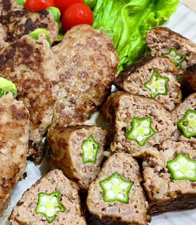 ☆オクラのハンバーグ巻き-レシピのメイン写真