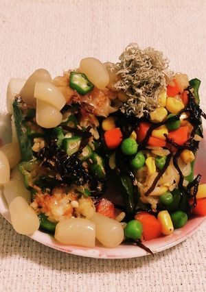 オクラ&ミクベジのらっきょW昆布ピー寿司-レシピのメイン写真
