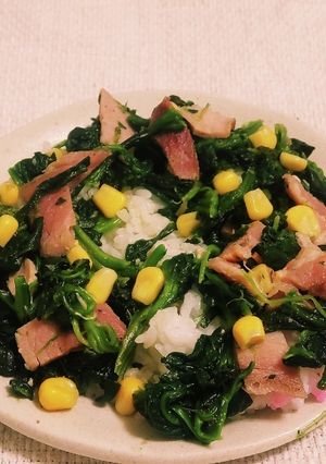 ポパイ(ほうれん草､ベーコン､コーン)丼-レシピのメイン写真