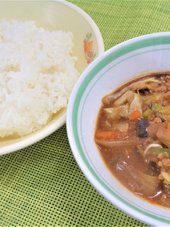 なすのみそ豚丼@倉敷市学校給食-レシピのメイン写真