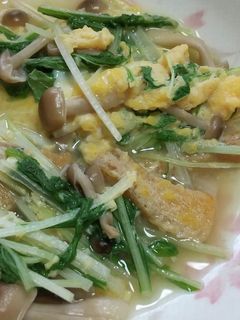 水菜と油揚げの玉子とじ-レシピのメイン写真