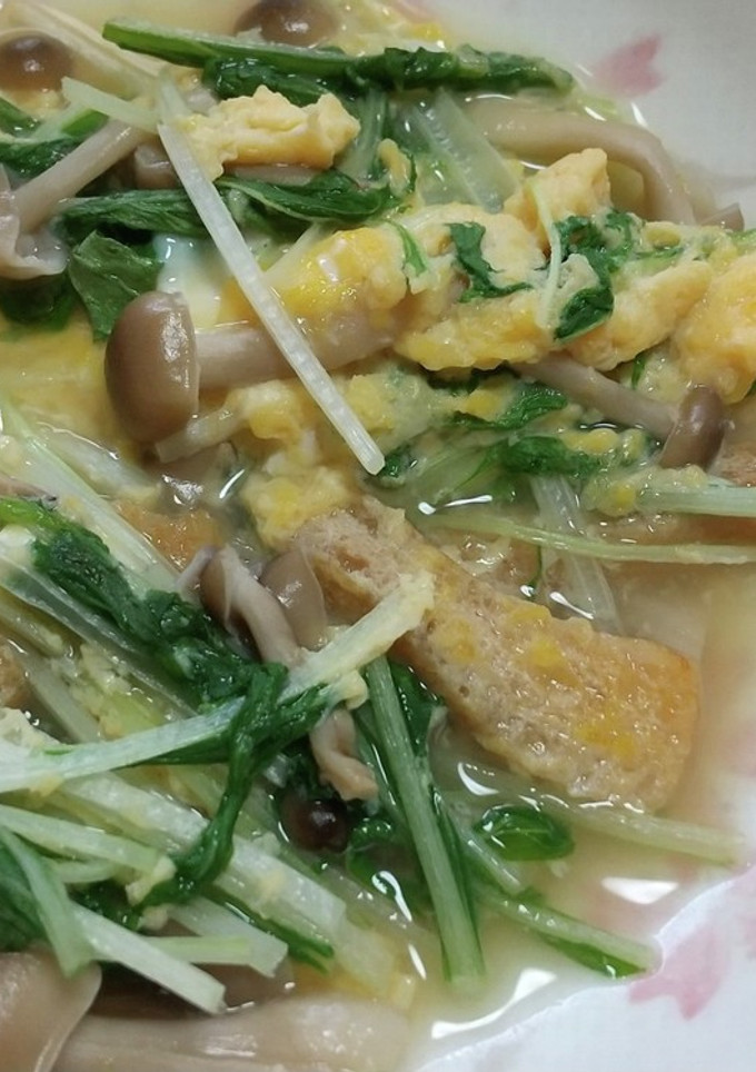 水菜と油揚げの玉子とじ-レシピのメイン写真
