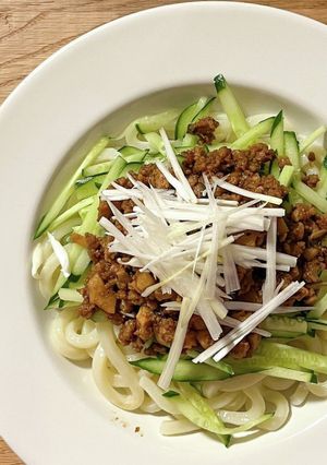 豆臭さなし！大豆ミートジャージャーうどん-レシピのメイン写真