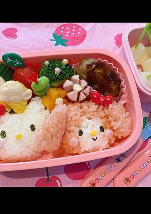 マイメロちゃん＆キティちゃん弁当-レシピのメイン写真