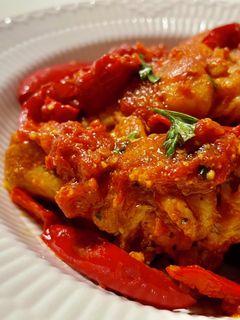 手羽元とパプリカのトマト煮(厚揚げ入り)-レシピのメイン写真