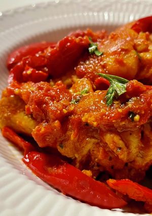 手羽元とパプリカのトマト煮(厚揚げ入り)-レシピのメイン写真