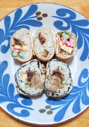 お好みの具材で油揚げと素麺で太巻き-レシピのメイン写真
