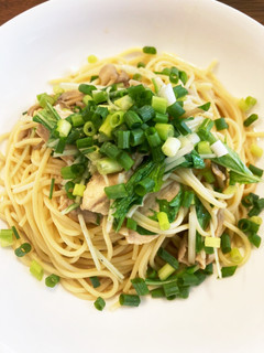 鶏胸肉と水菜の和風パスタ-レシピのメイン写真