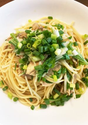 鶏胸肉と水菜の和風パスタ-レシピのメイン写真